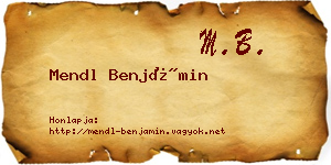 Mendl Benjámin névjegykártya